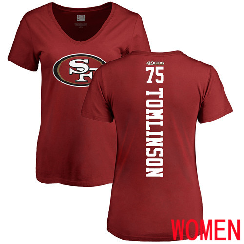 San Francisco 49ers Red Women Laken Tomlinson Backer #75 NFL T Shirt